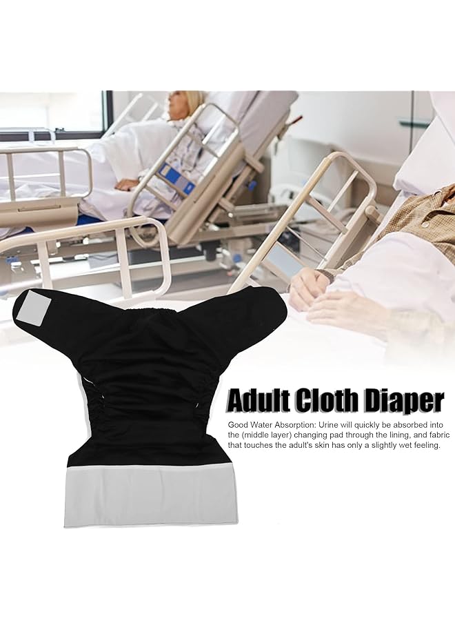 erorex Adult Cloth Diaper Lock Urine Black Good Absorbency Incontinence Nappies Hook And Loop Reusable For  - Image 3