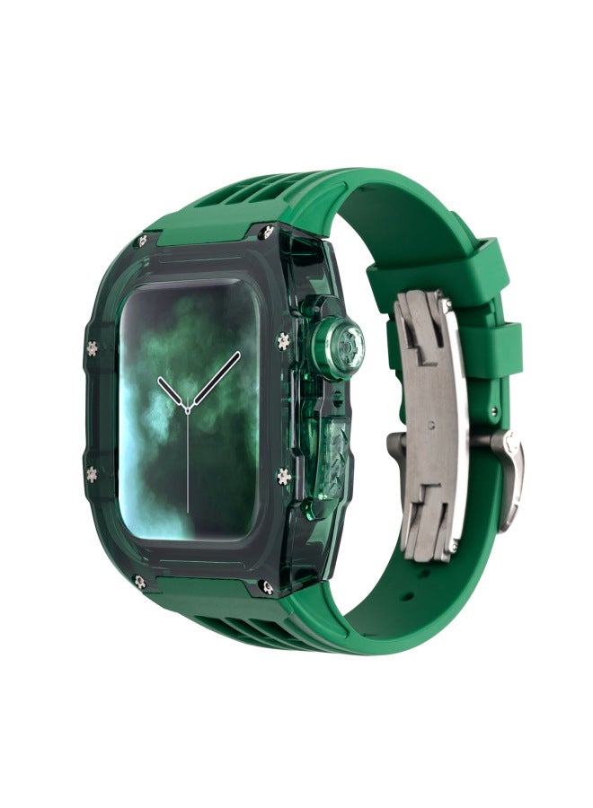 Suitable For Apple Watch With Modified Case Iwatch7/8 Transparent Case Fluorine Rubber With Butterfly Buckle 44/45mm - Image 1