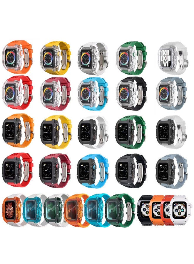 Suitable For Apple Watch With Modified Case Iwatch7/8 Transparent Case Fluorine Rubber With Butterfly Buckle 44/45mm - Image 4