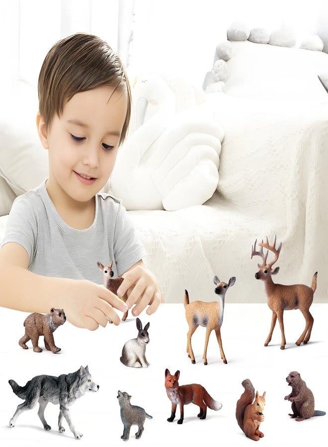 SCAHOW 10pcs Forest Animal Toys Figures, Realistic Woodland Creatures Figurines, Plastic Animals Miniature Toys Cake Topper - Image 3