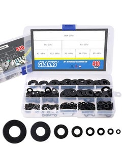 Glarks Glarks 410Pcs Metric M2 M2.5 M3 M4 M5 M6 M8 M10 Flat Washers Assortment Set, Black Zinc Plated Alloy  - Image 1