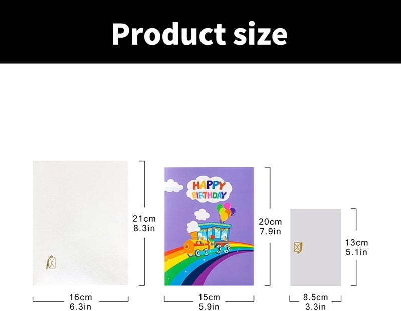 Musical 3D Popup Greeting Gifts Card Rainbow Train Message with Envelope LED Lighting Blessing Party Supplies Birthday Celebration - Image 5