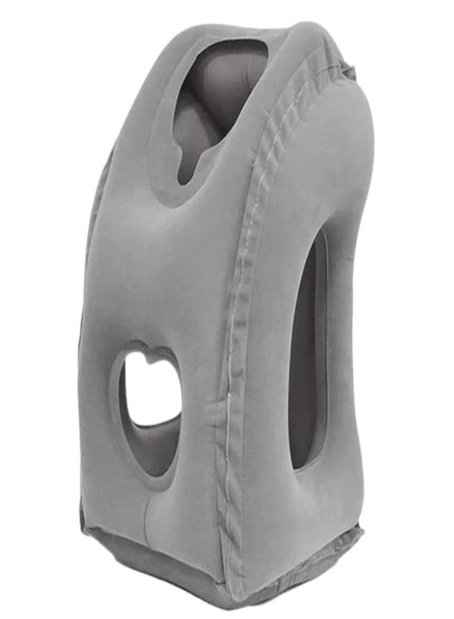 PRISO وسادة سفر بريزو، توفر دعماً مريحاً للرقبة والرأس، وسادة هوائية قابلة للنفخ للنوم، وقيلولة مريحة في المكتب، وتخفيف آلام الكتف، ومناسبة للاستخدام في السيارات والقطارات والطائرات والسفر الخارجي، للرجال والنساء. [لون رمادي] - Image 1