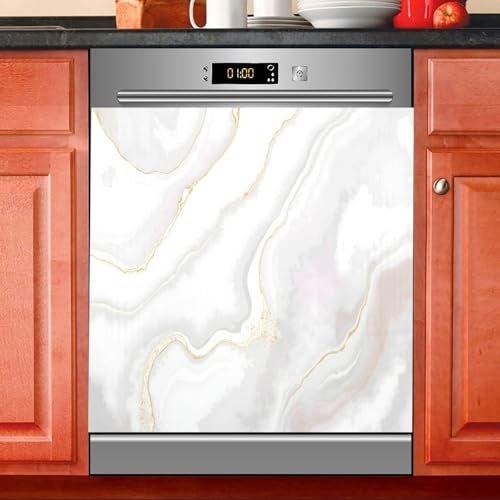 BOENLE White Grey Gold Marble Dishwasher Magnet Cover Sticker Magnetic Refrigerator Panel Front Door Fridge Microwave Decal Decorative Vinyl - Image 1