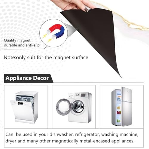 BOENLE White Grey Gold Marble Dishwasher Magnet Cover Sticker Magnetic Refrigerator Panel Front Door Fridge Microwave Decal Decorative Vinyl - Image 3