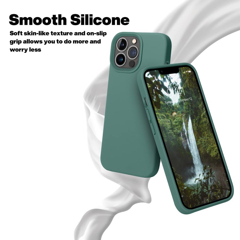 OTOFLY for iPhone 13 Pro Case [Compatible with MagSafe] Full-Body Silicone Shockproof Slim Thin Phone Case for iPhone 13 Pro 6.1 inch (Midnight Green) - Image 4