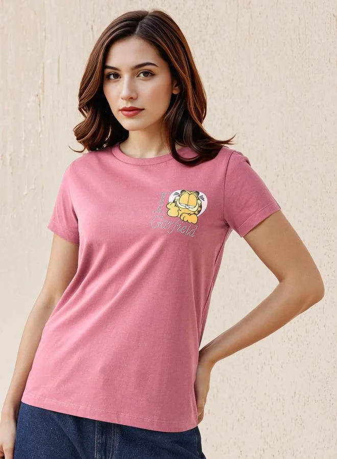 SP Characters T-shirt with Garfield Print Cotton