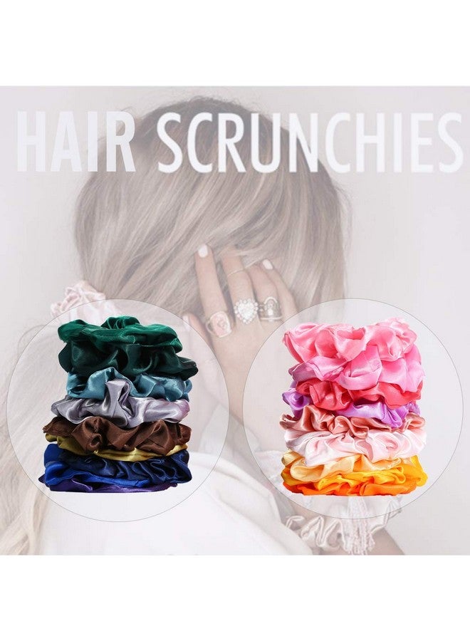 Yanwenx 50 Satin Hair Scrunchies In Multiple Colors Silk Accessories For Curly Hair Teens And Girls With Gift Bag - Image 5
