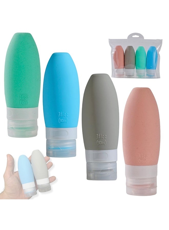 4-piece set of refillable, leak-proof travel bottles - multi-purpose squeeze bottles for shampoo, conditioner, lotion, shower gel, hand soap, and cosmetics - portable, leak-proof, refillable travel bottle set - practical design for travel and daily commuting (color may vary) - Image 1