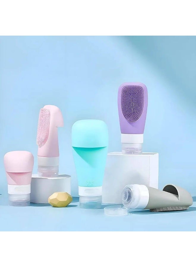 4-piece set of refillable, leak-proof travel bottles - multi-purpose squeeze bottles for shampoo, conditioner, lotion, shower gel, hand soap, and cosmetics - portable, leak-proof, refillable travel bottle set - practical design for travel and daily commuting (color may vary) - Image 2