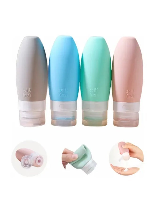 4-piece set of refillable, leak-proof travel bottles - multi-purpose squeeze bottles for shampoo, conditioner, lotion, shower gel, hand soap, and cosmetics - portable, leak-proof, refillable travel bottle set - practical design for travel and daily commuting (color may vary) - Image 3