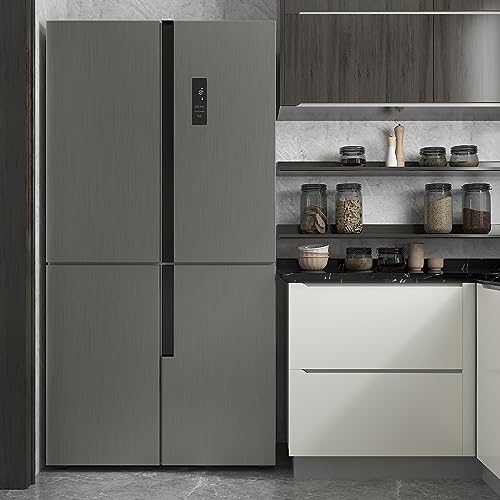 CHIHUT 17.7”x236” Dark Stainless Steel Contact Paper for Appliances Fridge Wrap Metallic Grey Peel and Stick Wallpaper Waterproof Rust Resistant Removable Metal Wrap for Kitchen Dishwasher Cabinet - Image 2