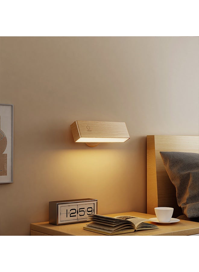 Magnetic Suction Wooden Wall Lamp Bedside Lamp Bedroom Lamp Solid Wood Wall Lamp Touch Aisle Corridor Lamp Living Room Wall Lamp-Color:Mirror Headlight-Dimensions:Wooden Night Light  - Image 3