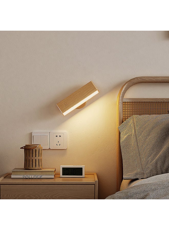 Magnetic Suction Wooden Wall Lamp Bedside Lamp Bedroom Lamp Solid Wood Wall Lamp Touch Aisle Corridor Lamp Living Room Wall Lamp-Color:Mirror Headlight-Dimensions:Wooden Night Light  - Image 4