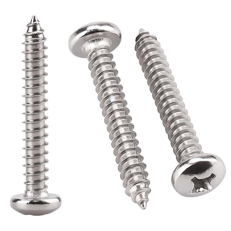 RoyceMart #10 x 1-1/4" (50 Pack) Stainless Steel Phillips Pan Head Wood Screws, Stainless Steel 304 (18-8), Pan Head Sheet Metal Screws Self Tapping for Wood - Image 1