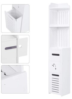 LINGWEI Bathroom Corner Cabinet Bathroom Toilet Paper Holder Floor Standing Freestanding Bathroom Storage Cabinet Organize Shelf White 22x120x20cm  - Image 5