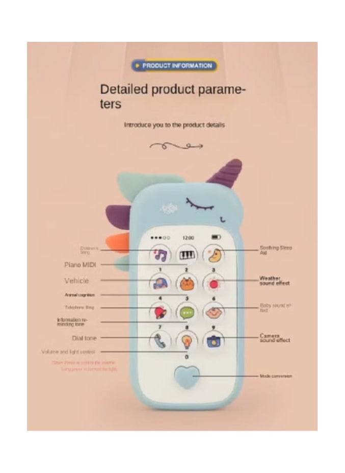 Generic - "Unicorn mobile phone toy with sound effects and music (Blue)." - Image 1