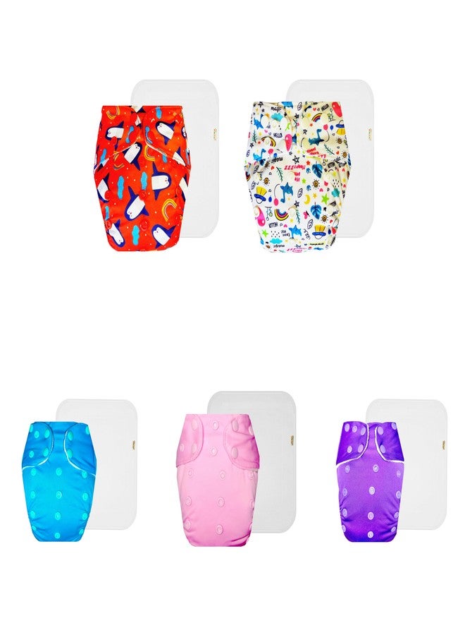 حفاضات دمبلدو القماشية الممتازة مع حشوة قطنية (عبوة من 5) | ملائمة تمامًا | مانعة للتسرب | أزرار كبس قابلة للتعديل | مثالية للأطفال الصغار | من 3 أشهر إلى 3 سنوات | للجنسين - Image 1