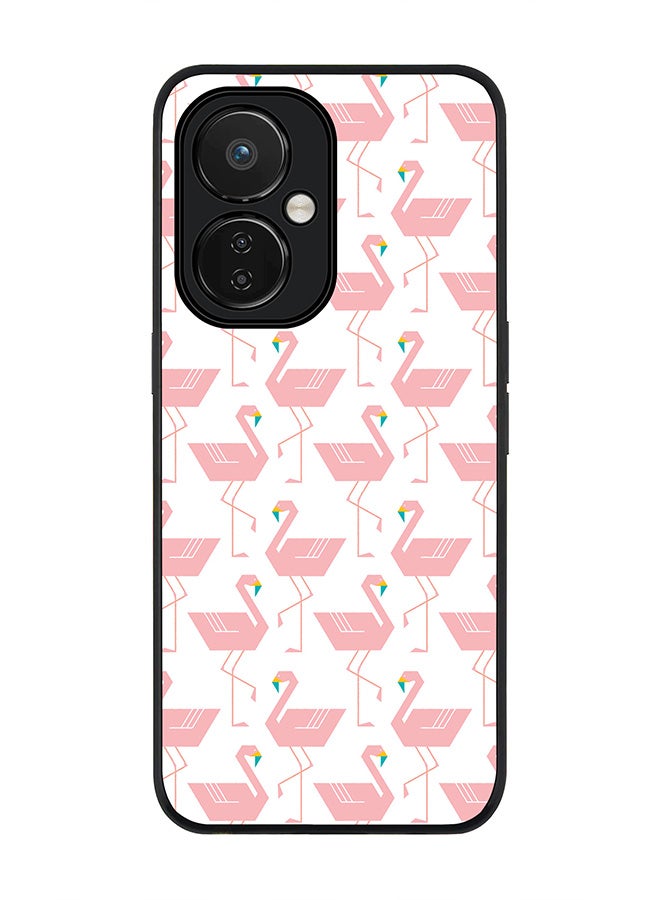 Stylizedd Rugged Black edge case for Nord CE 3 Lite Slim fit Soft Case Flexible Rubber Edges Anti Drop TPU Gel Thin Cover - Feminine Flamingos - Image 1