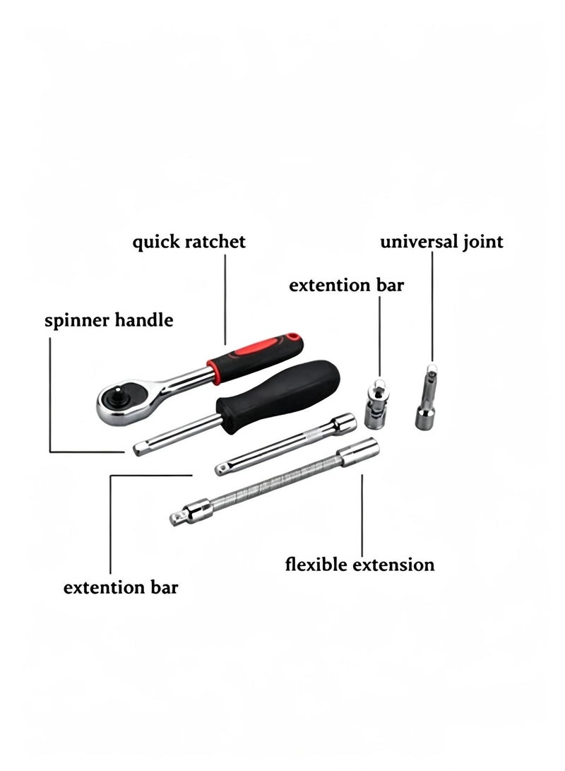 Sharpdo Auto Repair Tools 46-piece Set, Precision Hardware Repair Opening Set, Household Labor-saving Ratchet Wrench Tool Set, Suitable for Home/Repair Shop - Image 4