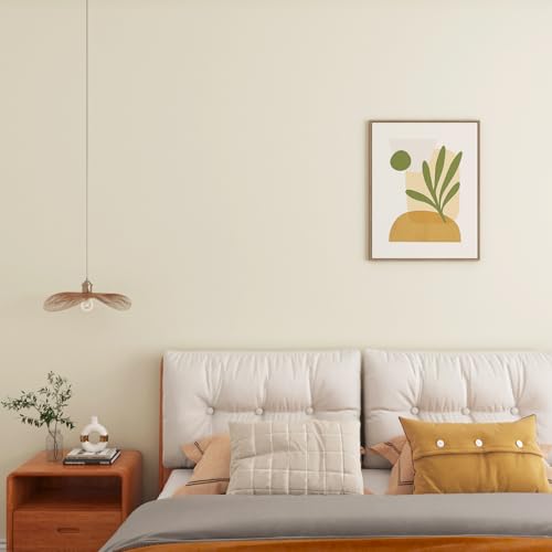 Decotalk Solid Beige Contact Paper Peel and Stick Beige Contact Paper for Cabinets and Drawers Solid Color Wallpaper Removable 17.7x120 Inch Pure Color Wallpaper for Bedroom Cream Wall Cover Vinyl - Image 2