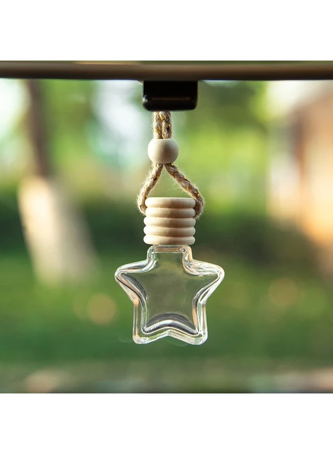 Star Shaped Glass Essential Oil Diffuser Hanging Bottle With Brown Rope Car Air Freshener - Image 1
