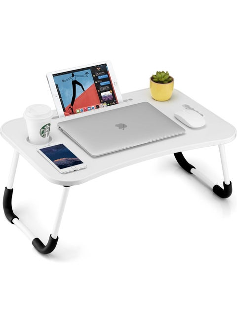 Lightweight Foldable Laptop Desk with Cup Holder and Storage – Adjustable Multifunction Computer Table for Bed, Sofa, Home, Office, Study and Camping