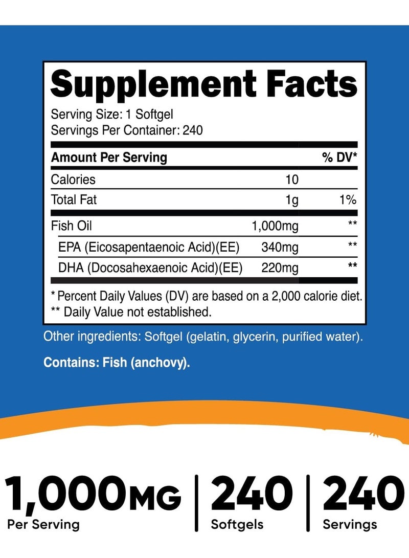 Nutricost Fish Oil, 1,000 mg per serving , 240 Softgels - Image 2