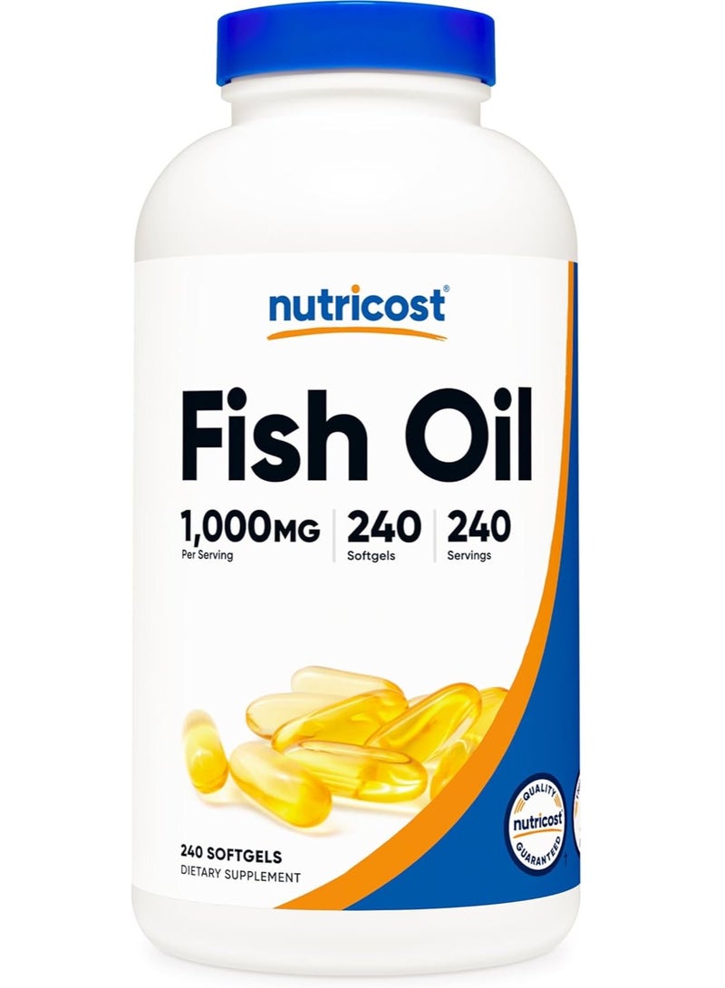 Nutricost Fish Oil, 1,000 mg per serving , 240 Softgels - Image 1