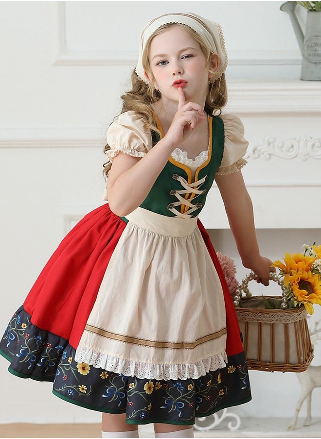 Al Aoyama Girls German Dirndl Dresses Outfit Fraulein Oktoberfest Costumes Kids  Kids Halloween Maid Dress for Girls Beer Festival Outfit  - Image 4
