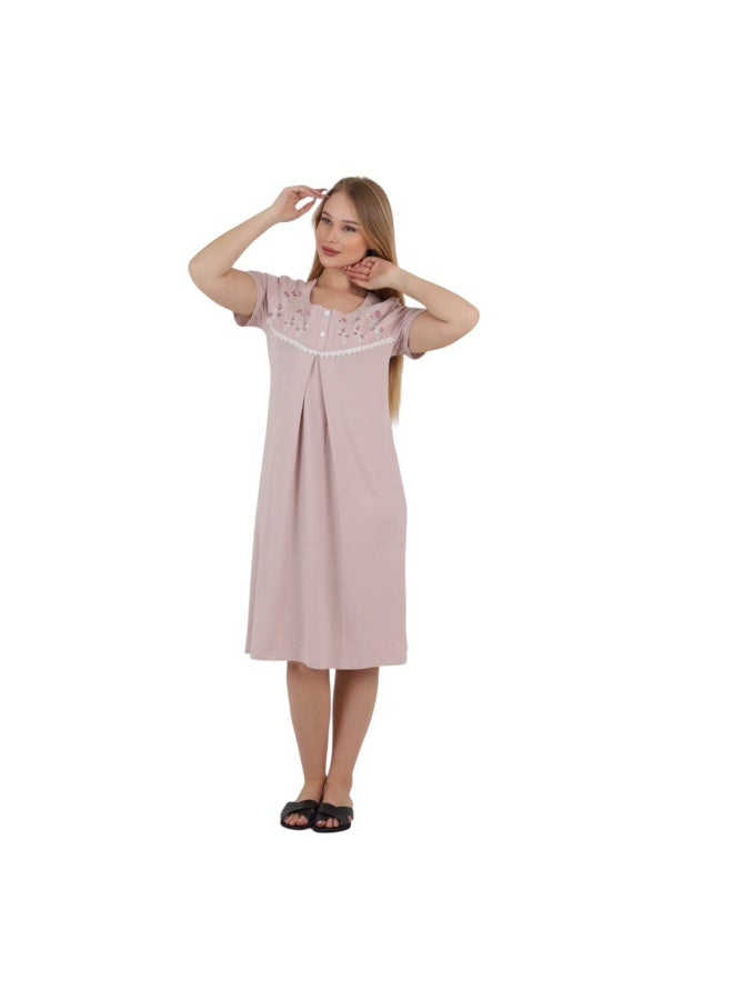 ZECOTEX Women's Egyptian Cotton Embroidered Nightgown & Loungewear Dress – Soft Breathable Sleepwear, Relaxed Comfort Fit, M–3XL, Made in Egypt - Image 5