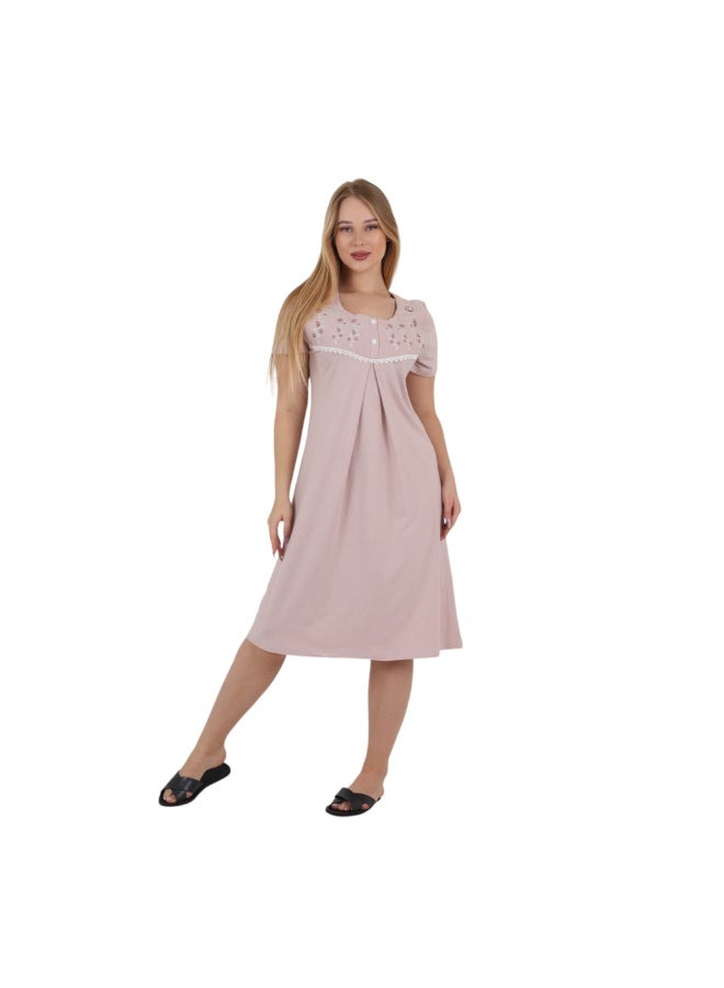 ZECOTEX Women's Egyptian Cotton Embroidered Nightgown & Loungewear Dress – Soft Breathable Sleepwear, Relaxed Comfort Fit, M–3XL, Made in Egypt - Image 1