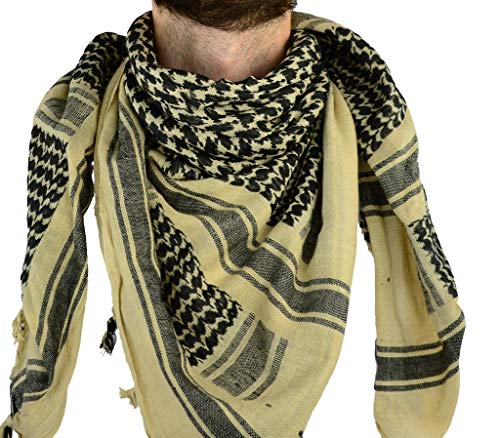 Mato & Hash Military Shemagh Tactical 100% Cotton Scarf Head Wrap - Tan/Black CA2100-2 - Image 3
