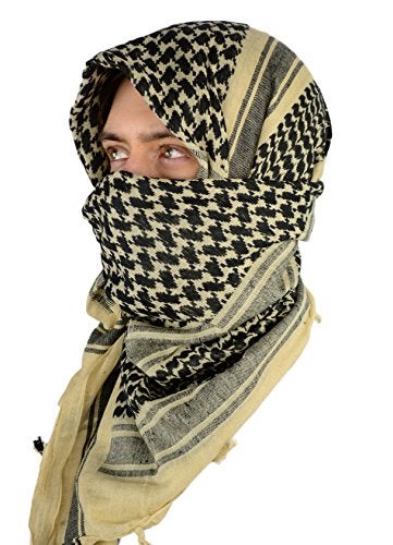 Mato & Hash Military Shemagh Tactical 100% Cotton Scarf Head Wrap - Tan/Black CA2100-2 - Image 2