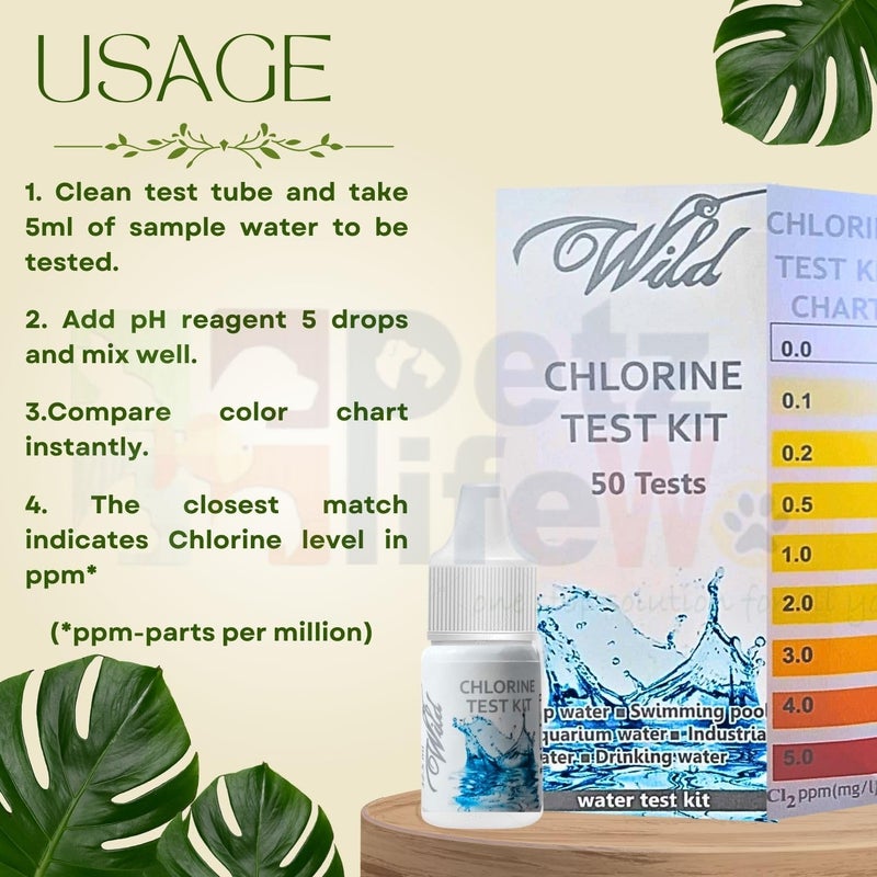 VAYINATO مجموعة اختبار مياه الكلور البري من أكواتيك ريميذيز (50 اختبار) مناسبة لمياه الأحواض، حمامات السباحة، المياه الصناعية، مياه الشرب - Image 2