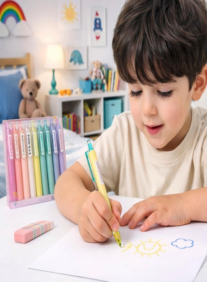 WISHKEY Plastic Colorful Retractable Gel Ink Pen Set For Kids, Unique Shades Drawing Pen, Stationery Gift For Decoration Class Projects, Doodling, Multicolor, 8+Years(Set of 9) - Image 5