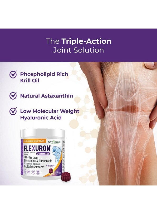 Purity Products Flexuron Gummies Joint Formula 3X Better Than Glucosamine and Chondroitin - Starts Working in just 7 Days - Krill Oil, Low Molecular Weight Hyaluronic Acid, Astaxanthin - 30 Ct (1) - Image 4