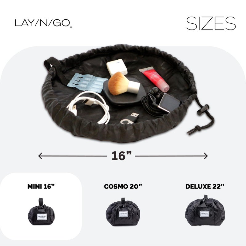 Lay-n-Go حقيبة مكياج وتنظيم مستحضرات التجميل Lay-n-Go Cosmo مع سحاب - حقيبة مكياج محمولة بسحاب، حلقات مكياج والمزيد - حقيبة مكياج متينة وقابلة للغسل في الغسالة للسفر (16 بوصة، أسود) - Image 5