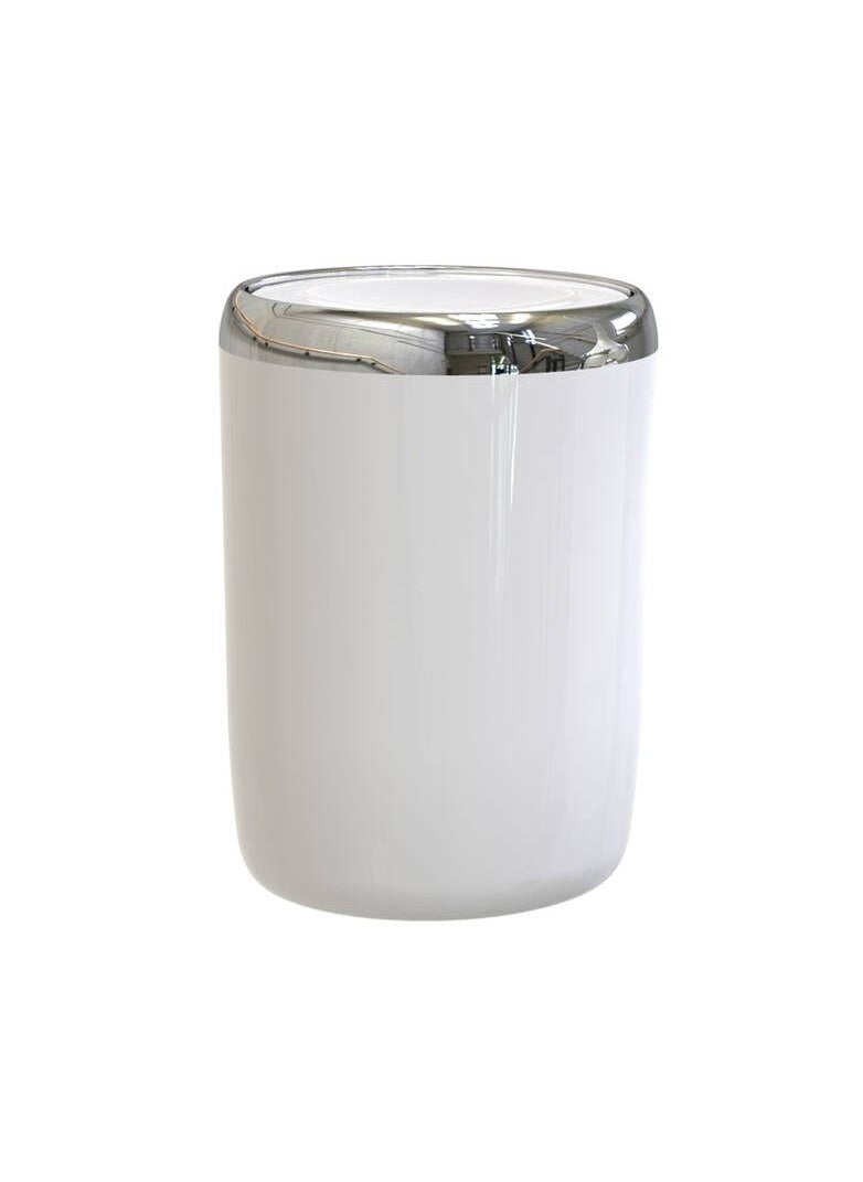 Primanova Acrylic Basket Trash Can With Swing Lid Can Be For In Your Home Under Desk, Office, Bedroom, Bathroom 6 Liter- White 