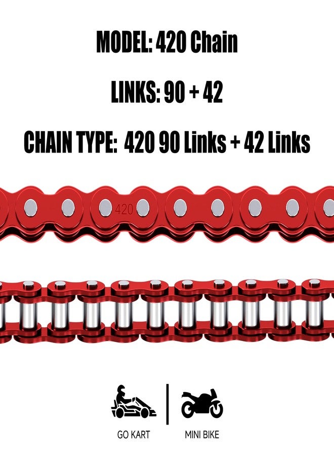CILOYU 420 Chain for Mini Bike Coleman CT200U BT200X CT200U-EX Baja Warrior MB200 TrailMaster Massimo Predator 212 200cc 196cc 6.5hp Powersports Parts Front Jackshaft 42 Links and Rear Drive 90 Links - Image 5