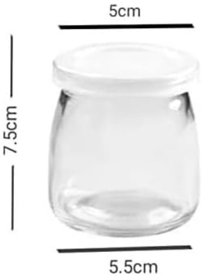 هوم زون هوم زون 12 قطعة من برطمانات الزبادي مع غطاء زجاجي مع غطاء لصنع مربى الحليب والجيلي والموس والزبادي 100 مل - Image 2