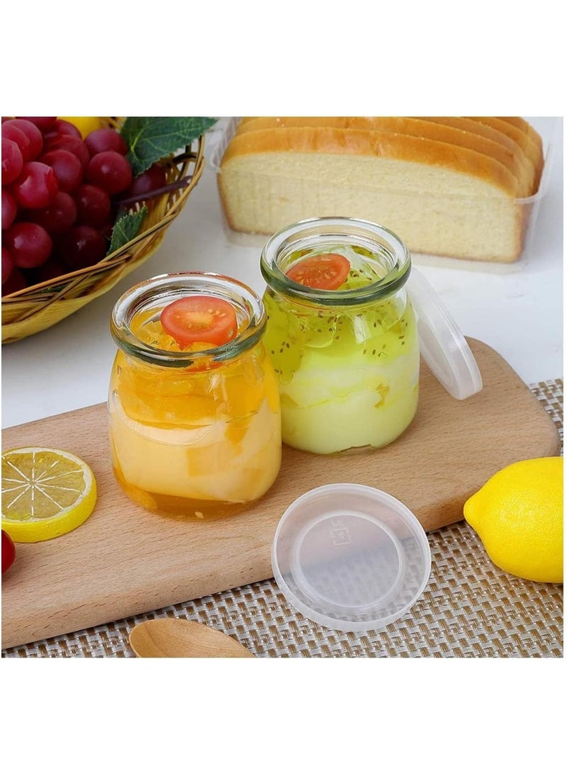هوم زون هوم زون 12 قطعة من برطمانات الزبادي مع غطاء زجاجي مع غطاء لصنع مربى الحليب والجيلي والموس والزبادي 100 مل - Image 5