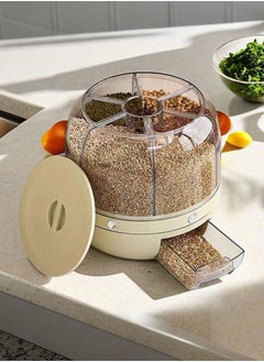 Generic Food Grain Storage Container Large Capacity Rotating Sealed Rice Bucket Kitchen Rice Tank For Cereal Candy Coffee Bean  - Image 5