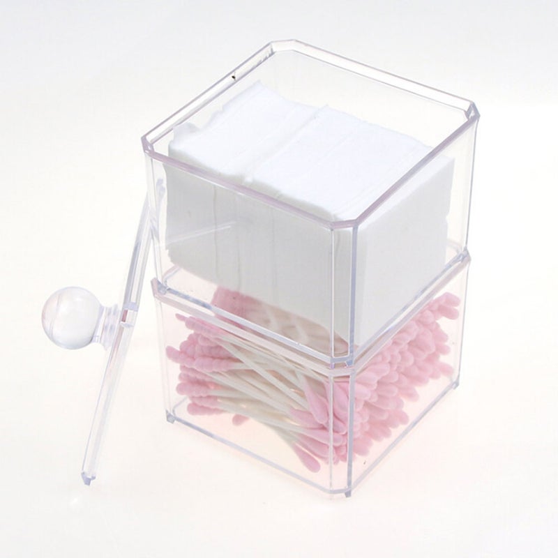Clear Acrylic Double Layers Storage Container Cotton Swab Stick Storage Box With Cover Comestic Box Cotton Pads Holder - Image 4
