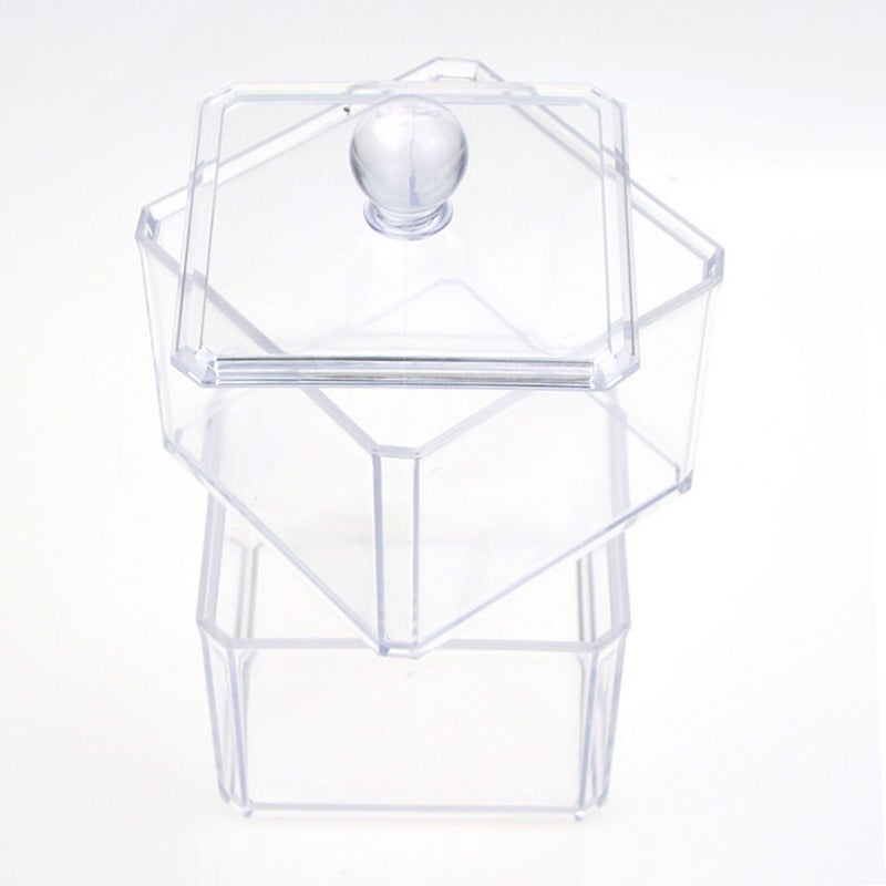 Clear Acrylic Double Layers Storage Container Cotton Swab Stick Storage Box With Cover Comestic Box Cotton Pads Holder - Image 3