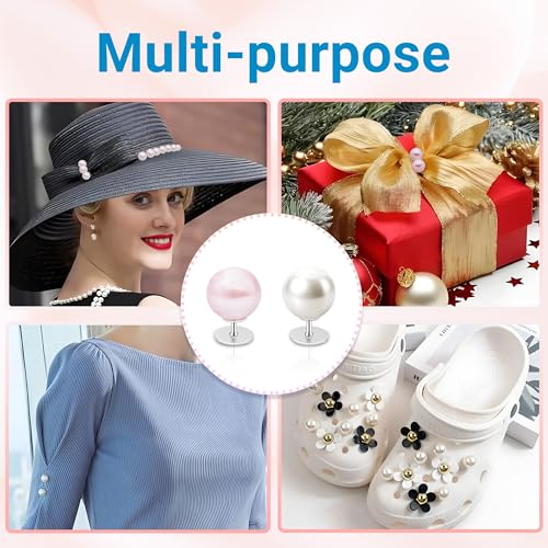 PIGORY 30 Sets Pearl Buttons No Sew Buttons for Clothes, 10mm Pearl Brooch Pins Reusable for Women, White Safety Pins for Dresses, Shirts, DIY Crafts, Fashion Decorative Accessories - Image 5