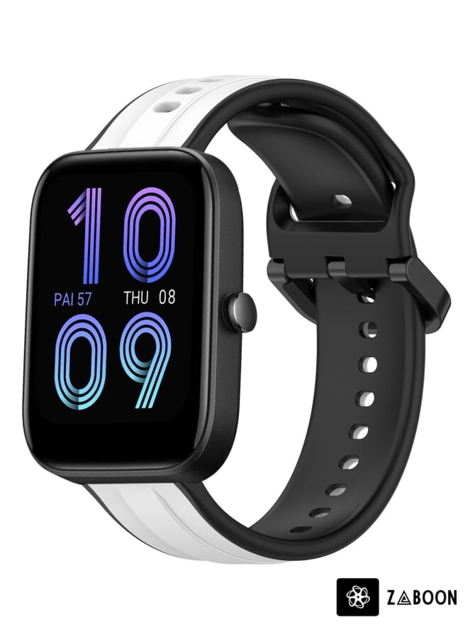 Zaboon Amazfit Bip 3 20mm Convex Loop Two-Color Silicone Watch Band - Image 1