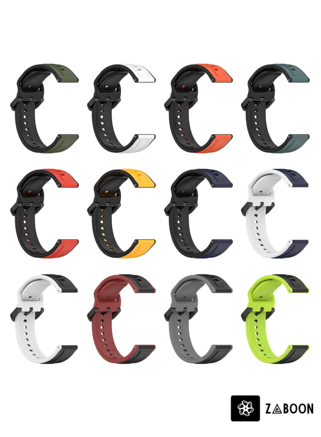 Zaboon Amazfit Bip 3 20mm Convex Loop Two-Color Silicone Watch Band - Image 5