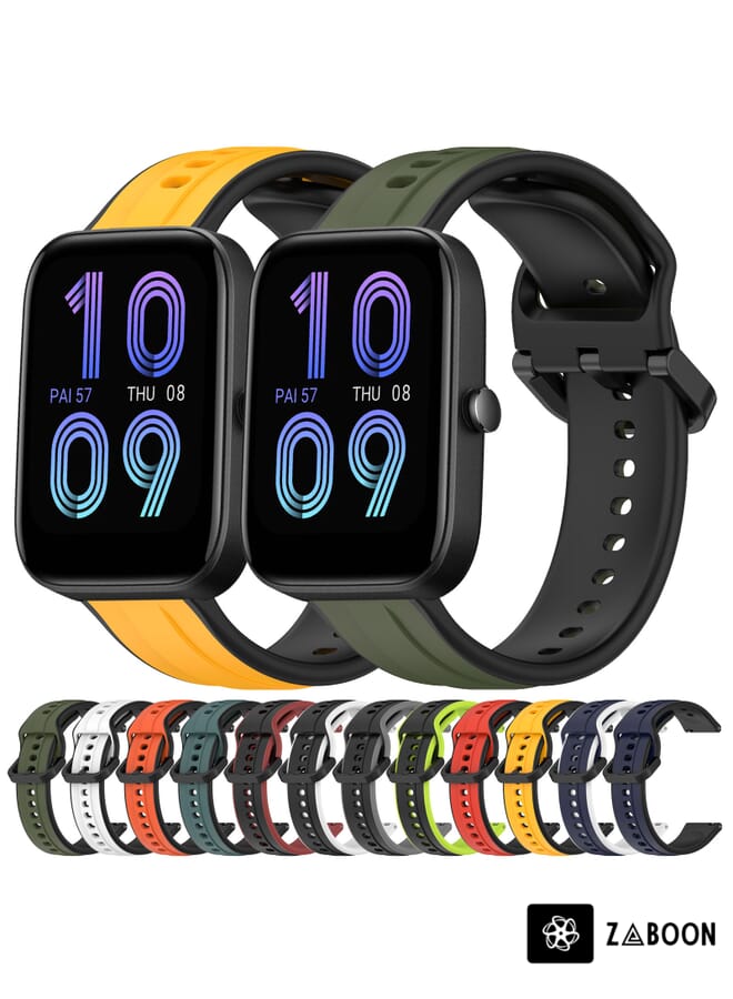 Zaboon Amazfit Bip 3 20mm Convex Loop Two-Color Silicone Watch Band - Image 3