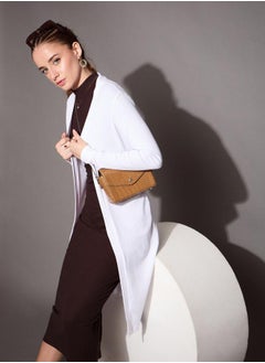 SASSAFRAS Ribbed Front Open Shrug by Styli 